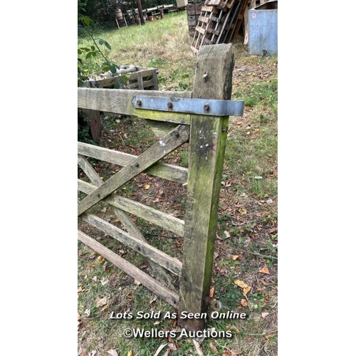 254 - Five bar wooden field gate, 9ft / Please bring equipment and labour to assist with removal of all lo... 