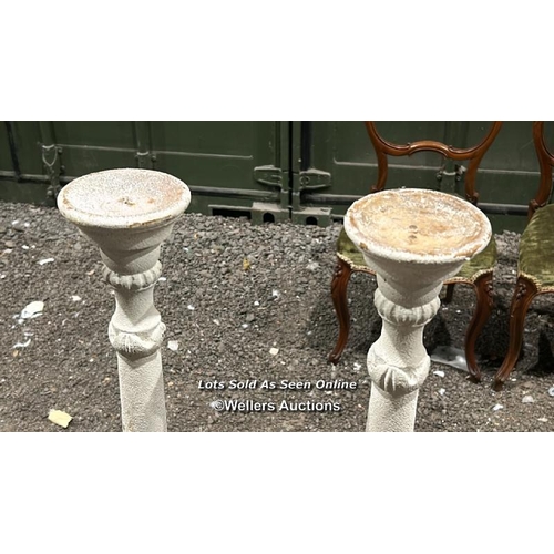 258 - A pair of whitewashed wooden candle stands, 120cm (h) / Please bring equipment and labour to assist ... 