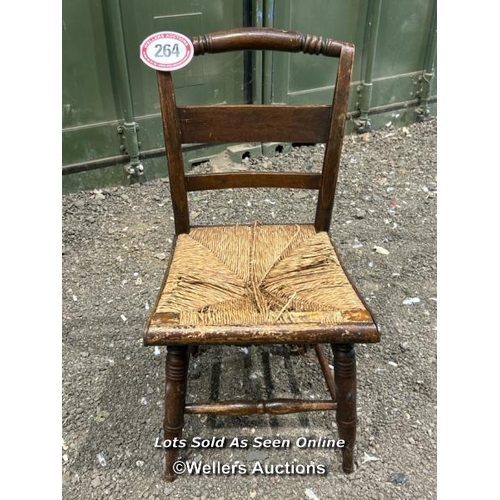 264 - A regency style country chair with oak frame and wicker seat, 86cm (h) x 43cm (w) x 38.5cm (d) / Ple... 