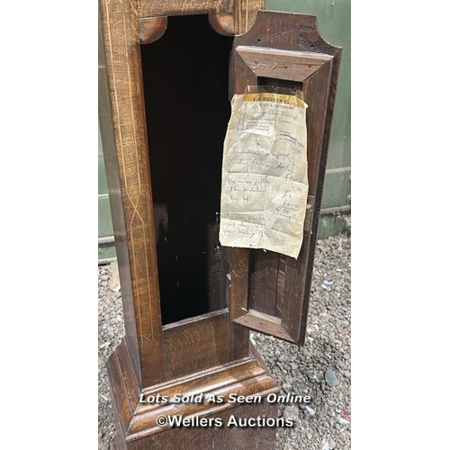 266 - A miniature long case clock by B.Fletcher Chester, case is oak carcus with mahogany cross banding, 1... 