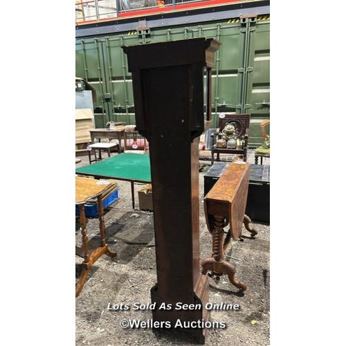 266 - A miniature long case clock by B.Fletcher Chester, case is oak carcus with mahogany cross banding, 1... 