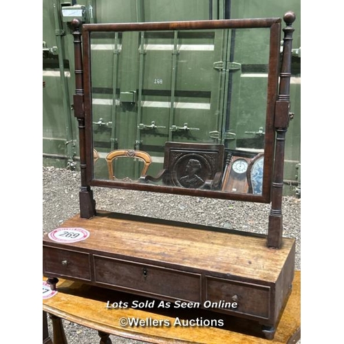 269 - c.1840's twin frame toilet mirror with three drawers, 65cm (h) x 58cm (w) x 22cm (d) / Please bring ... 