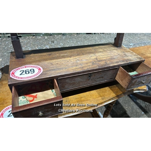 269 - c.1840's twin frame toilet mirror with three drawers, 65cm (h) x 58cm (w) x 22cm (d) / Please bring ... 