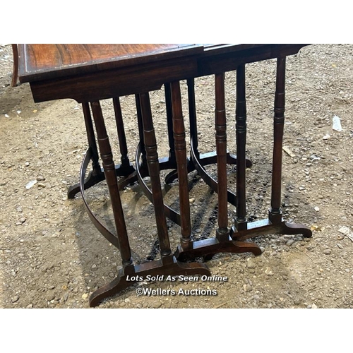 272 - A nest of three Edwardian rosewood side tables, largest 56cm (h) x 51cm (w) x 32cm (d) / Please brin... 