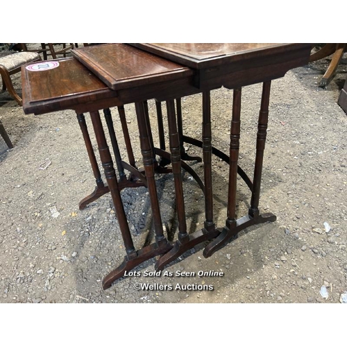 272 - A nest of three Edwardian rosewood side tables, largest 56cm (h) x 51cm (w) x 32cm (d) / Please brin... 