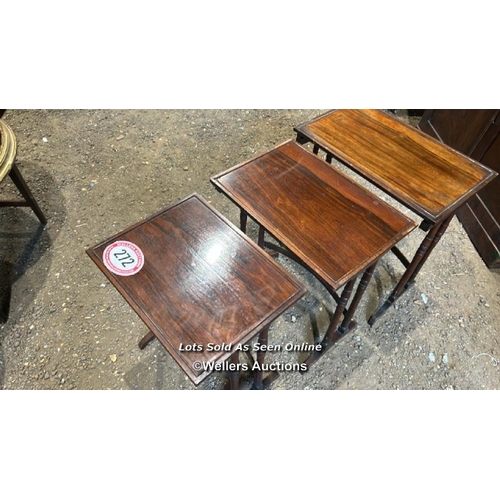 272 - A nest of three Edwardian rosewood side tables, largest 56cm (h) x 51cm (w) x 32cm (d) / Please brin... 