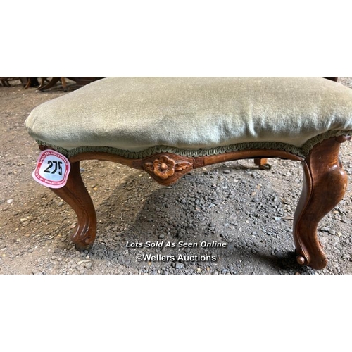 275 - A Victorian walnut nursing chair, 88cm (h) x 58cm (w) x 46cm (d) / Please bring equipment and labour... 