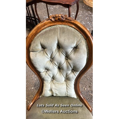 275 - A Victorian walnut nursing chair, 88cm (h) x 58cm (w) x 46cm (d) / Please bring equipment and labour... 