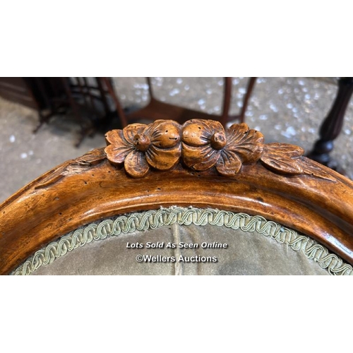 275 - A Victorian walnut nursing chair, 88cm (h) x 58cm (w) x 46cm (d) / Please bring equipment and labour... 