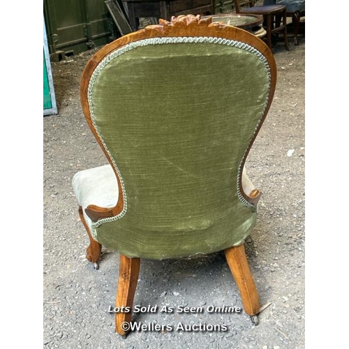 275 - A Victorian walnut nursing chair, 88cm (h) x 58cm (w) x 46cm (d) / Please bring equipment and labour... 