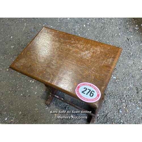 276 - A small c.1930's oak table, 82cm (h) x 48cm (w) x 33cm (d) / Please bring equipment and labour to as... 