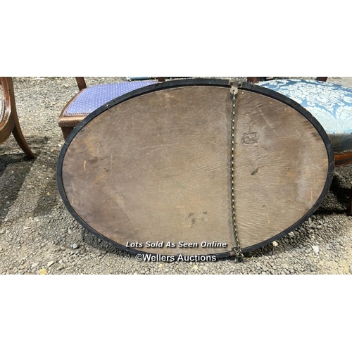 287 - c.1900's oval shaped bevelled mirror in mahogany frame, 55cm (h) x 79cm (w) / Please bring equipment... 