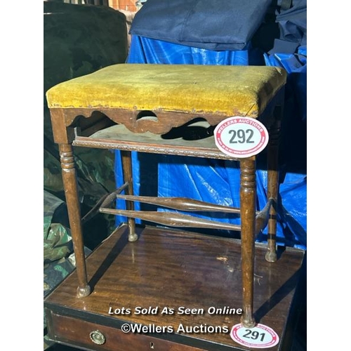 292 - A Victorian upholstered piano stool, 53cm (h) x 47cm (w) x 34cm (d) / Please bring equipment and lab... 