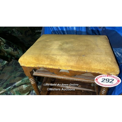 292 - A Victorian upholstered piano stool, 53cm (h) x 47cm (w) x 34cm (d) / Please bring equipment and lab... 