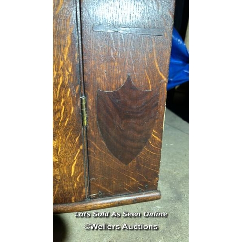 299 - A Sheraton period oak bowfront corner cupboard with mahogany cross banding and ebonised inlay, 103cm... 