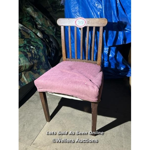 309 - A Georgian Sheraton period country chair, 84cm (h) x 53cm (w) x 45cm (d) / Please bring equipment an... 