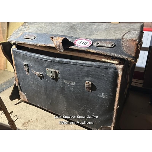 310 - Steamer trunk by Ellenger & Co.Newcastle on Tyne, restoration needed / Please bring equipment and la... 