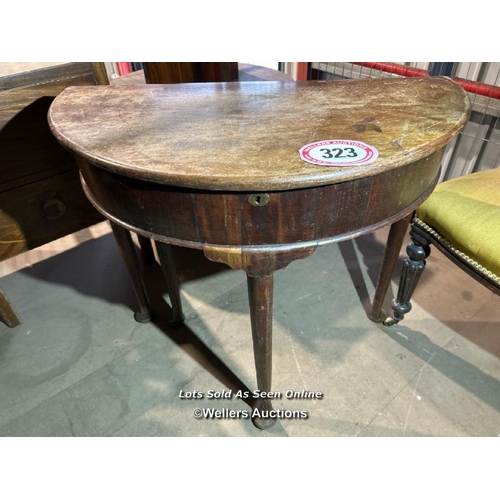 323 - A George II tea table converted to console, 72cm (h) x 79cm (w) x 40cm (d) / Please bring equipment ... 