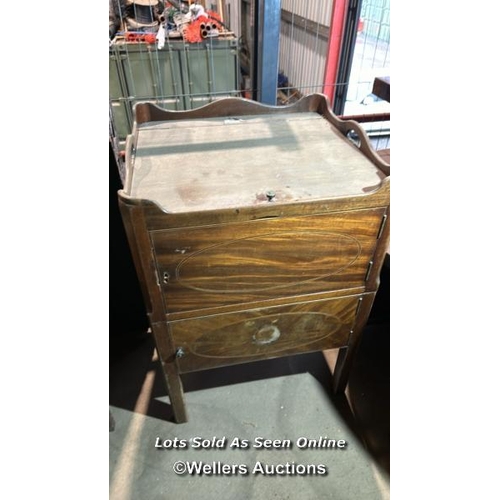 324 - A Georgian commode converted to bedside storage unit, 80cm (h) x 60cm (w) x 60cm (d) / Please bring ... 