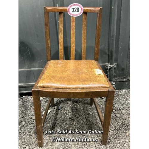 328 - A standard beech dining chair, 78cm (h) x 45cm (w) x 38cm (d) / Please bring equipment and labour to... 