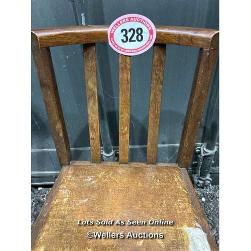 328 - A standard beech dining chair, 78cm (h) x 45cm (w) x 38cm (d) / Please bring equipment and labour to... 