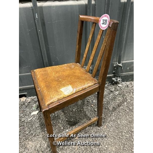 328 - A standard beech dining chair, 78cm (h) x 45cm (w) x 38cm (d) / Please bring equipment and labour to... 