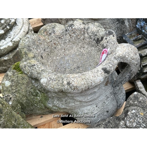 33 - Reconstituted stone boot statue, 28cm (h) / Please bring equipment and labour to assist with removal... 