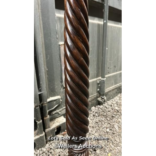 330 - A twisted mahogany jardinere stand, 90cm (h) / Please bring equipment and labour to assist with remo... 