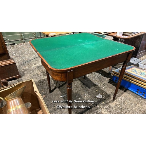 333 - A mahogany crossbanded cards table on turned and fluted legs, 71cm (h) x 90cm (w) x 44cm (d), open 8... 