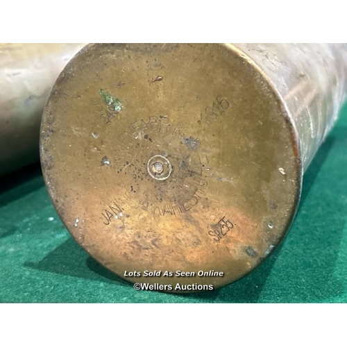 343 - A pair of German brass shell casings, both marked 1916, 23cm (h) / Please bring equipment and labour... 