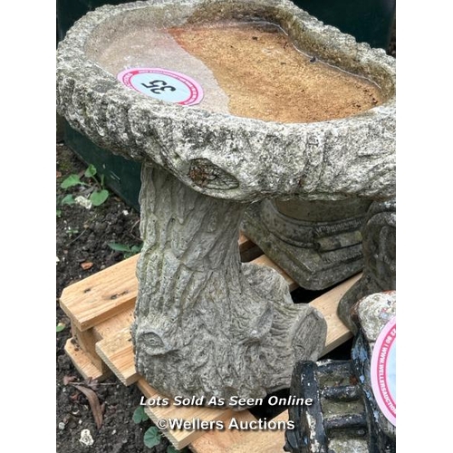 35 - Reconstituted stone bird bath, 44cm (h) x 45cm (w) / Please bring equipment and labour to assist wit... 