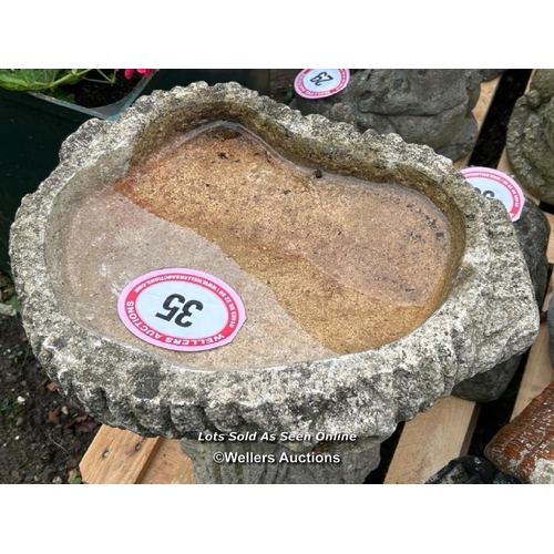 35 - Reconstituted stone bird bath, 44cm (h) x 45cm (w) / Please bring equipment and labour to assist wit... 