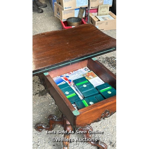 359 - A Victorian games table on quadra base with fine carvings and intricate detailing throughout, 75cm (... 