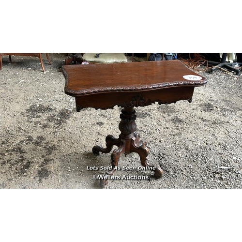 359 - A Victorian games table on quadra base with fine carvings and intricate detailing throughout, 75cm (... 