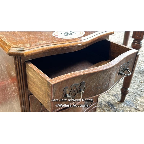 361 - A c.1930's four drawer walut bedside table on pad feet, 75cm (h) x 40cm (w) x 36cm (d) / Please brin... 