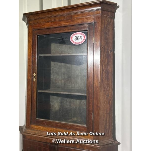 364 - A Georgian mahogany glazed corner cupboard with two internal shelves, 87cm (h) x 70cm (w) x 50cm (d)... 