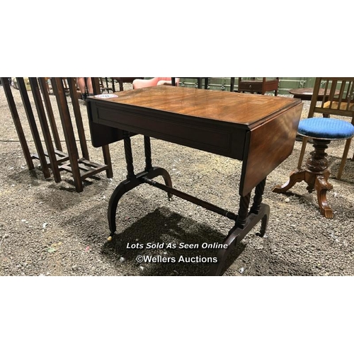 368 - A regency period mahogany miniature drop leaf sofa table with central drawer, 70cm (h) x 114cm (w) f... 