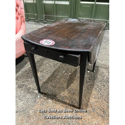 373 - A Georgian mahogany Pembroke table with central drawer, 69cm (h) x 102cm (w) fully extended, 83cm (d... 