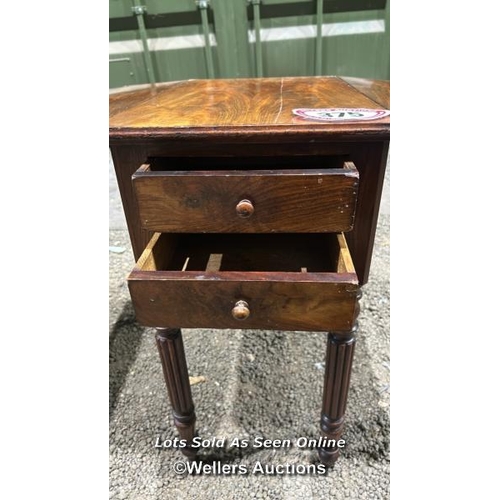 375 - A William IV period works table with two central graduated drawers on turned legs, 69cm (h) x 70cm (... 