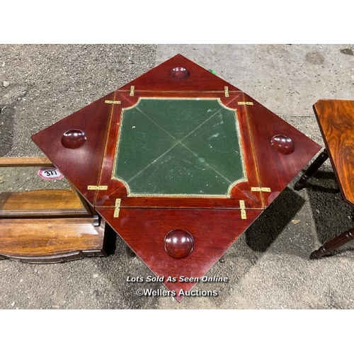 376 - A Victorian mahogany card table with central drawer on turned legs, 69cm (h) x 79cm sq. fully extend... 