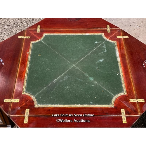 376 - A Victorian mahogany card table with central drawer on turned legs, 69cm (h) x 79cm sq. fully extend... 