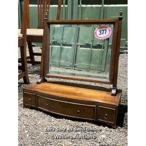 377 - A Georgian mahogany bevelled dresser mirror with three drawers underneath, boxwood stringing and sat... 