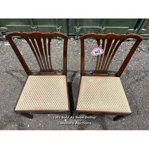 378 - A pair of Chippendale splatback country chairs with upholstered seat, 94cm (h) x 53cm (w) x 43cm (d)... 