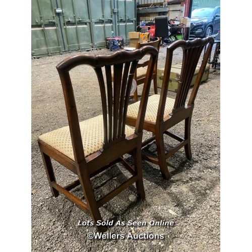 378 - A pair of Chippendale splatback country chairs with upholstered seat, 94cm (h) x 53cm (w) x 43cm (d)... 