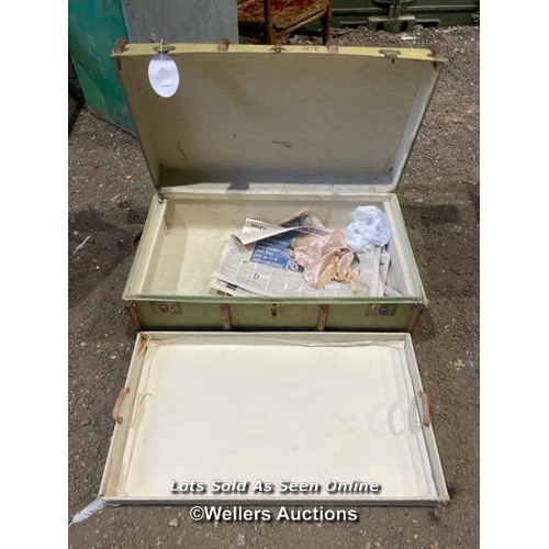 380 - A 1930's travel trunk, Lady Rowallan Hobart via Sydney, 33cm (h) x 90cm (w) x 55cm (d) / Please brin... 