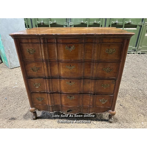 384 - 18th century continental walnut chest of four drawers, 103cm (h) x 105cm (w) x 67cm (d) / Please bri... 