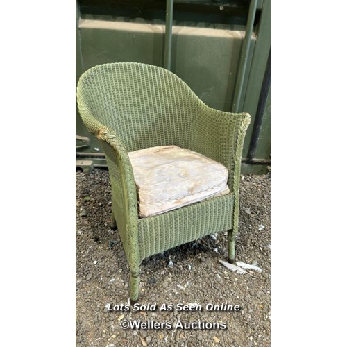 390 - A 1930's Lloyd Loom chair with original upholstered seat, 76cm (h) x 55cm (w) x 44cm (d) / Please br... 