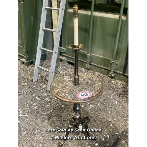 403 - c.1930's reading lamp with marble platform, 115cm (h) x 42cm (dia) / Please bring equipment and labo... 