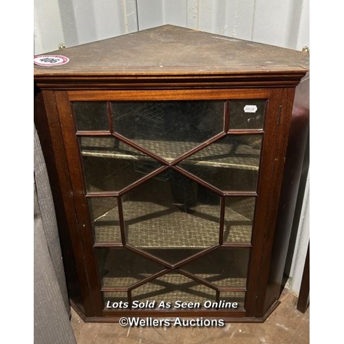 406 - Edwardian mahogany astragal glazed corner cabinet in the Georgian style, 92cm (h) x 80cm (w) x 47cm ... 