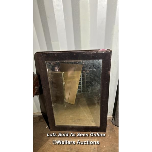 408 - A contemporary bevelled mirror with velvet surround, 88cm (h) x 69cm (w)  / Please bring equipment a... 